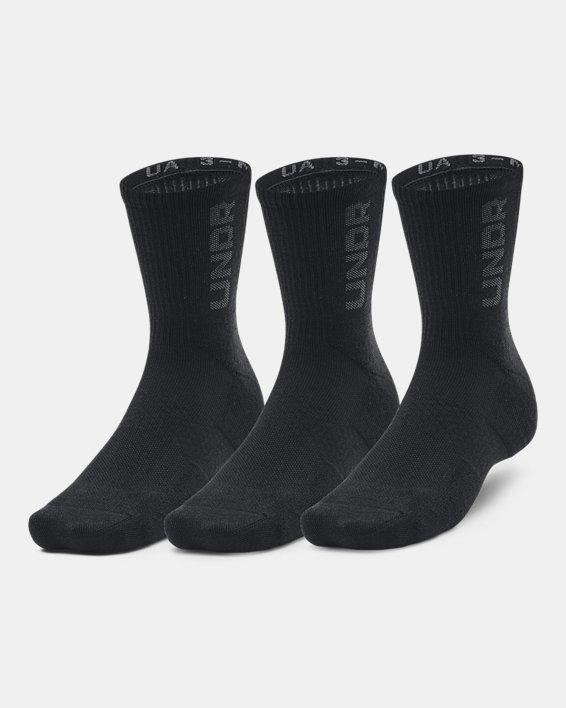 Unisex UA 3-Maker 3-Pack Mid-Crew Socks, Black, pdpMainDesktop image number 0